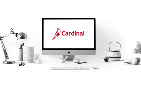 Computer screen with Cardinal logo